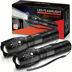 Portable Tactical LED Light - 2-Pack Flashlights